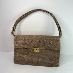 Mandelles Vintage '90s Italian Luxury Elephant Leather Handbag Purse Tan Gold